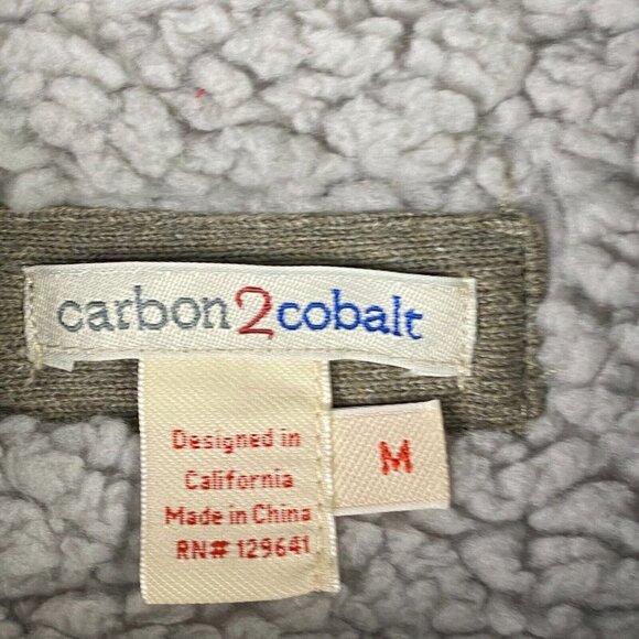 Carbon 2 Cobalt Sweater Mens Size M Full Zip Sherpa Lined Jacket Beige Gray - Picture 4 of 10
